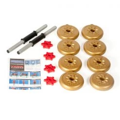 York Fitness Gold 11KG Adjustable Vinyl Spinlock Dumbbell Set Strength
