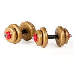 York Fitness Gold 15KG Adjustable Vinyl Spinlock Dumbbell Set Strength
