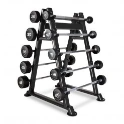 Physical Company 10 Pair PU Barbell Set With Rack (10-45Kg)