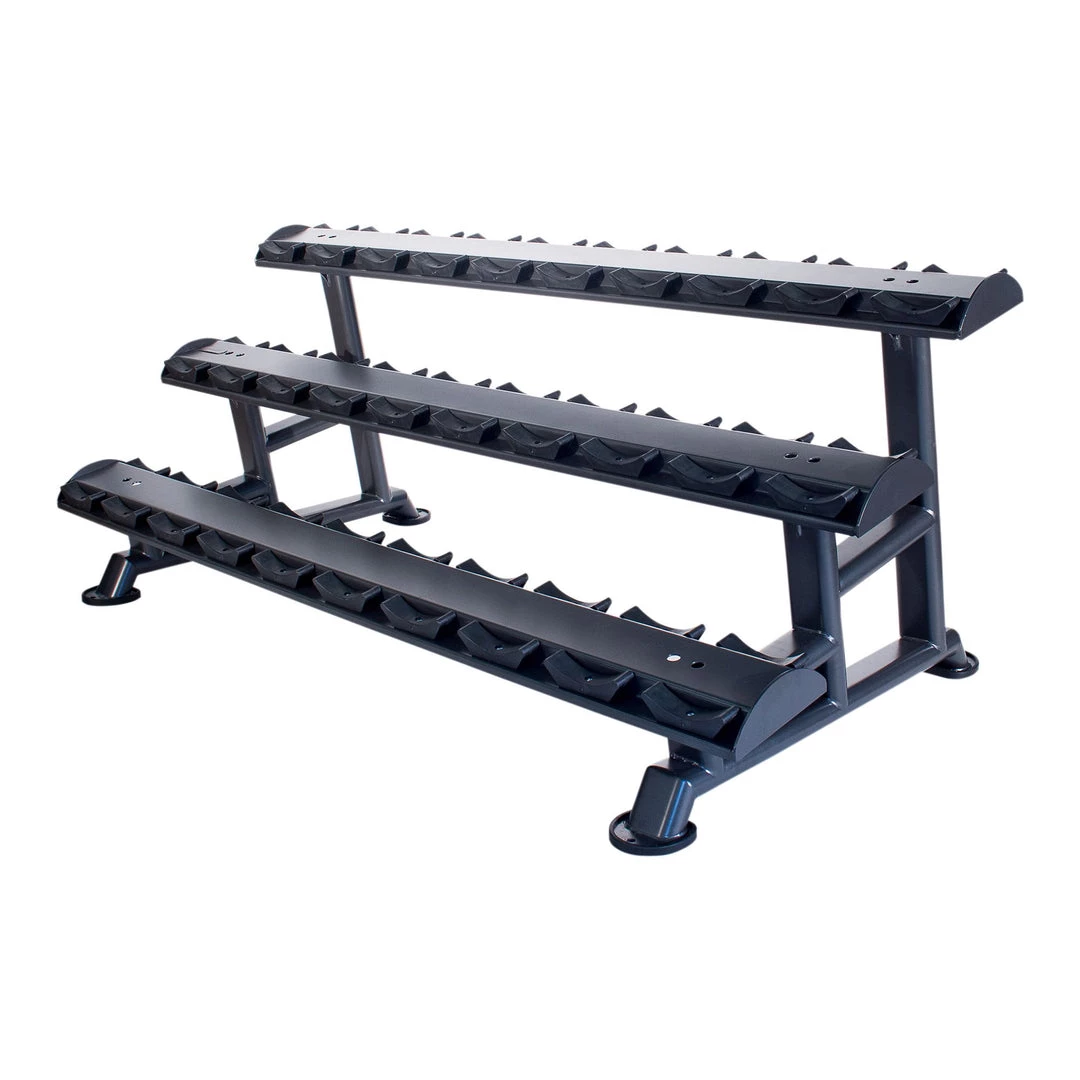 Physical Company Horizontal Dumbbell Rack With Saddles - Holds 15 Pairs