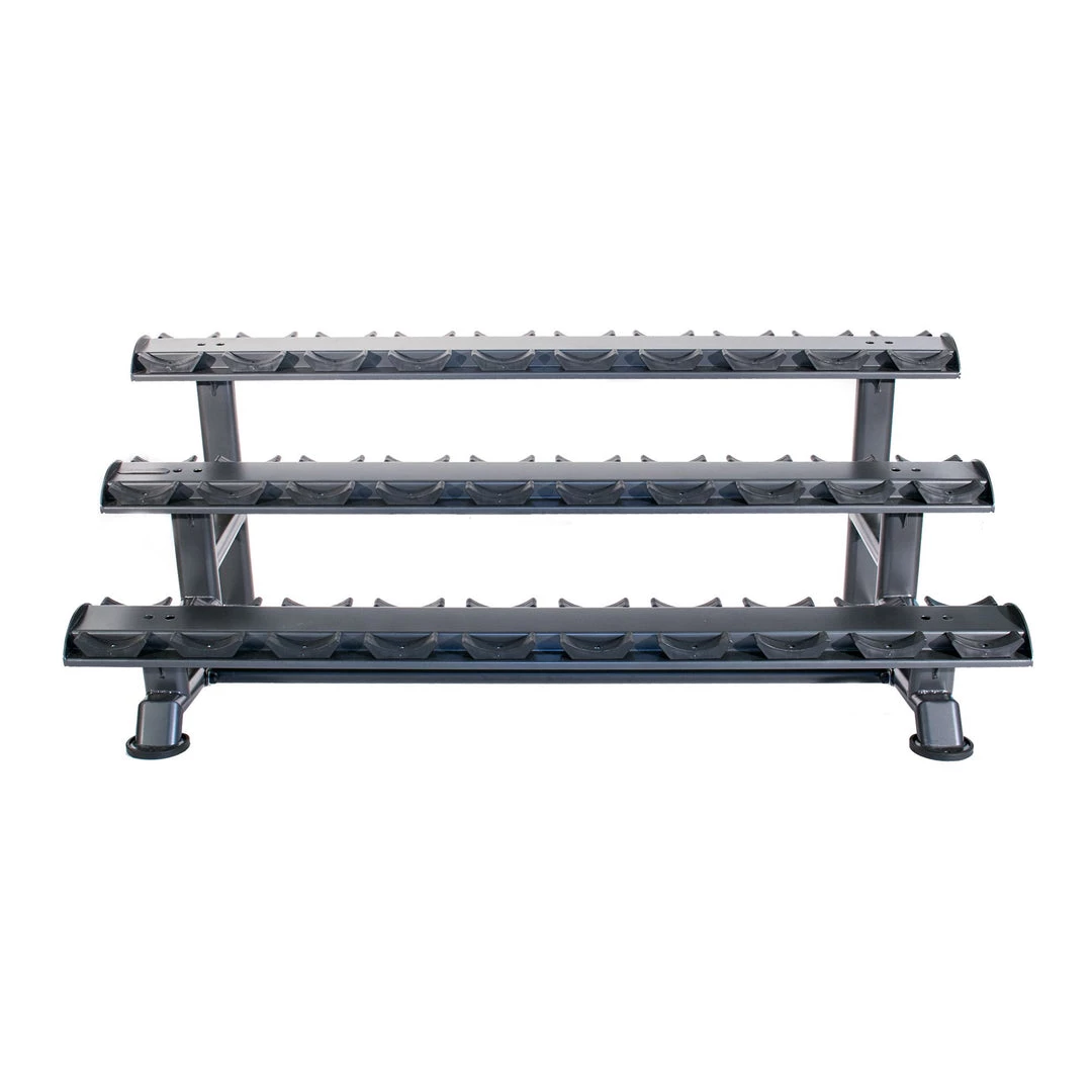 Physical Company Horizontal Dumbbell Rack With Saddles - Holds 15 Pairs