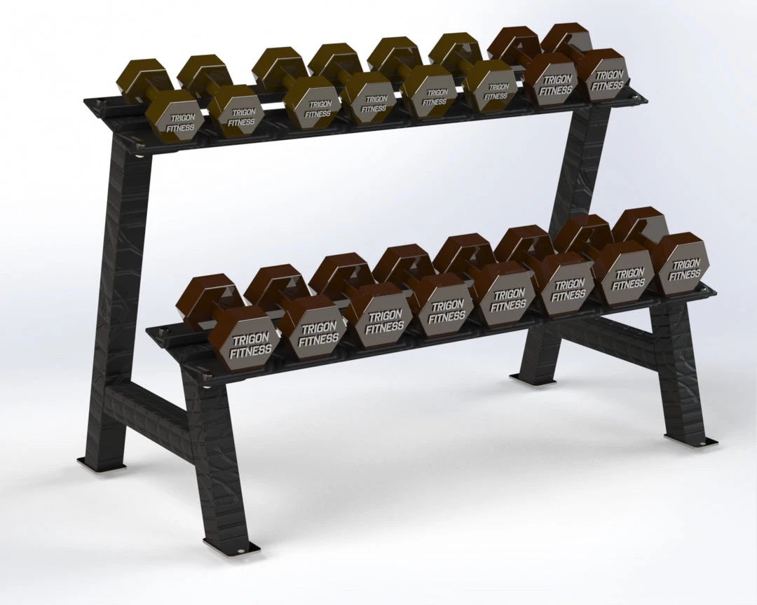 Trigon Fitness Trigon Hex Dumbbell Rack Rubber Hex Dumbbells