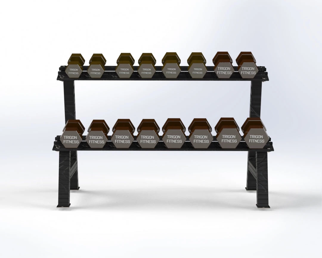 Trigon Fitness Trigon Hex Dumbbell Rack Rubber Hex Dumbbells