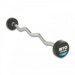 MYO Strength Rubber Barbell With PU End Cap - EZ Bar