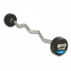 MYO Strength Rubber Barbell With PU End Cap - EZ Bar