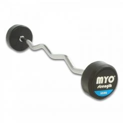 MYO Strength Rubber Barbell With PU End Cap - EZ Bar