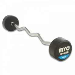 MYO Strength Rubber Barbell With PU End Cap - EZ Bar