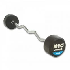MYO Strength Rubber Barbell With PU End Cap - EZ Bar