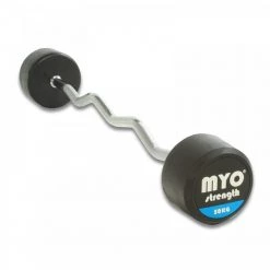 MYO Strength Rubber Barbell With PU End Cap - EZ Bar