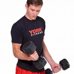 York Fitness York Individual Rubber Hex Dumbbell (up To 50kg) Strength