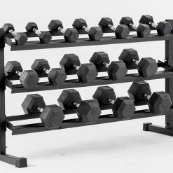 York Fitness York Barbell 3 Tier Rubber Hex Dumbbell Rack