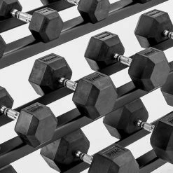 York Fitness York Barbell 3 Tier Rubber Hex Dumbbell Rack
