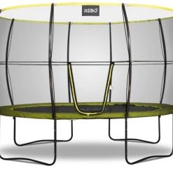 Rebo Oval Base Jump 11 X 8FT Trampoline With Halo II Enclosure Leisure