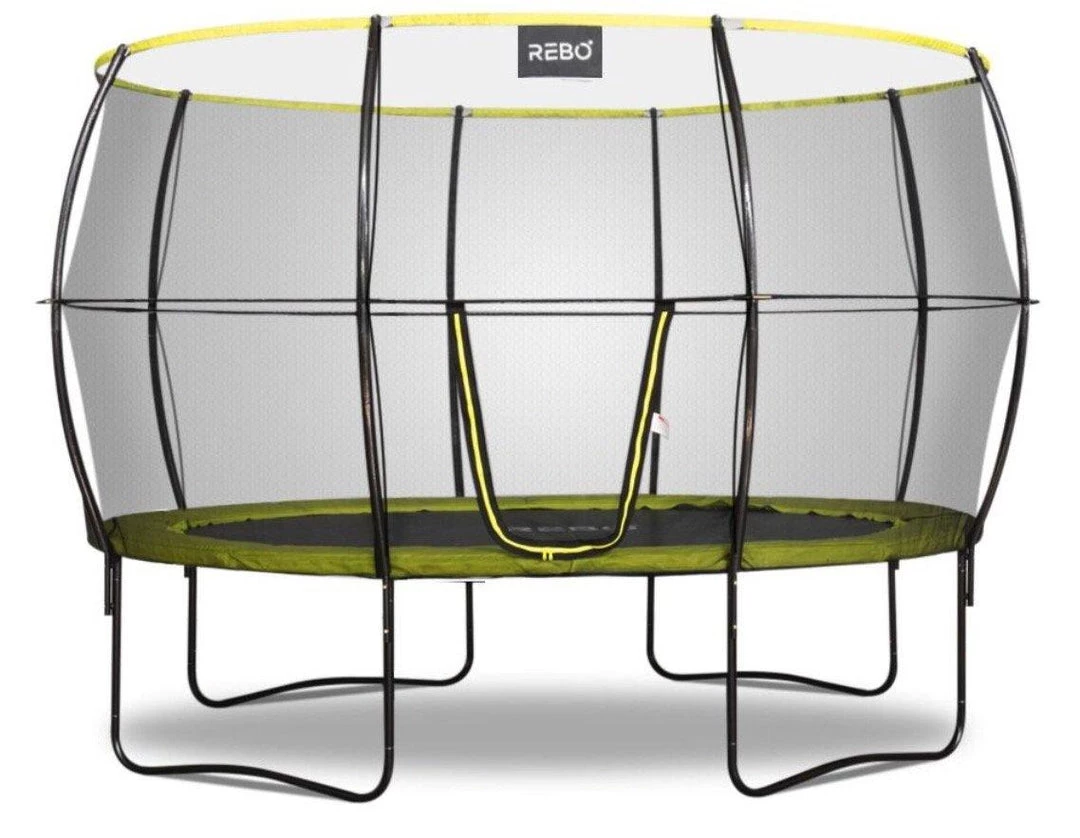Rebo Oval Base Jump 11 X 8FT Trampoline With Halo II Enclosure Leisure