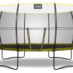 Rebo Oval Base Jump 10 X 14FT Trampoline With Halo II Enclosure Leisure
